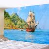 Beautiful Sea Sunset Nautical Tapestry Hippie Retro Pirate Ship Rune Skull Wall Hanging Psychedelic Home Room Decoration