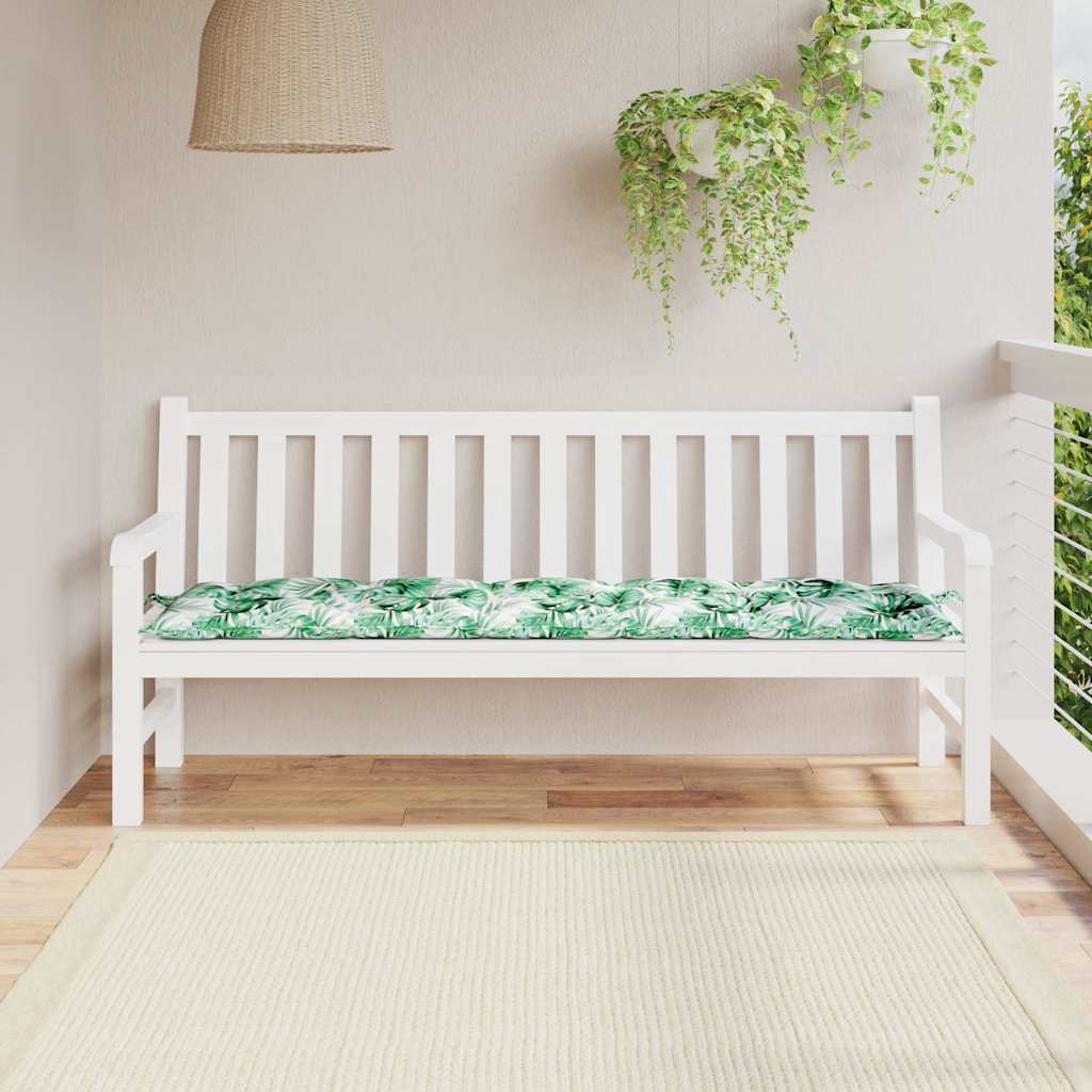 Garden Bench Cushion with Leaf Pattern 180 x 50 x 7 cm Oxford Fabric