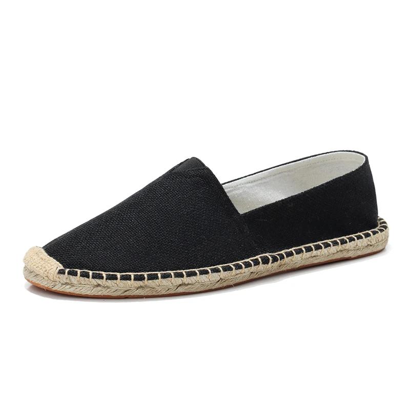 Legere Espadrilles für Herren Hanf-Canvas Flach Übergröße Fischer Fahrerschuhe Damen Nähen Flachs Schuhe Slip-on Loafer