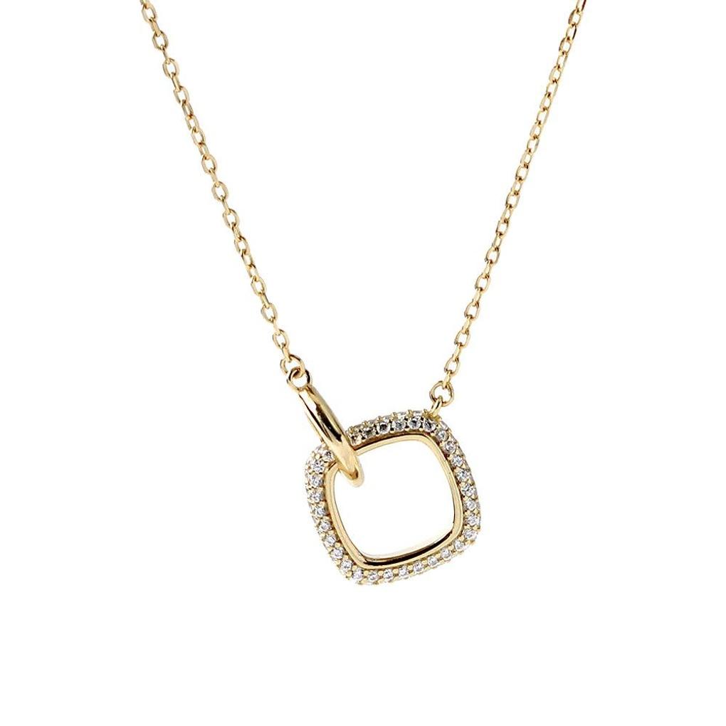 925 Silver Gold Plated Double Square Necklace