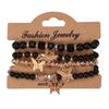 Handmade Bohemian Butterfly Layered Bracelet Set: 4-Piece Beaded Crystal Rhinestone Design