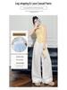 Women's High-Waist Ice Silk Wide-Leg Lace Pants - Summer Casual Slimming Drape