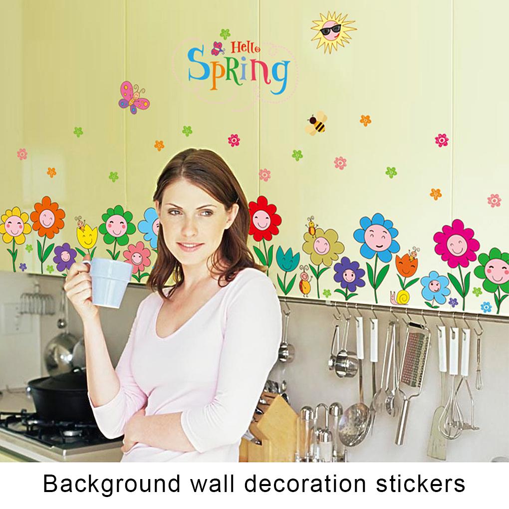 Stickers Removable Flowers Waterproof Wall Sticker Kids Cartoon Fashionable Convenient Wallpaper Decoration Home Decor