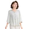 Summer 2026 Imitation Silk Short-Sleeve Blouse - Fashionable Plus Size for Middle-Aged & Elderly Moms