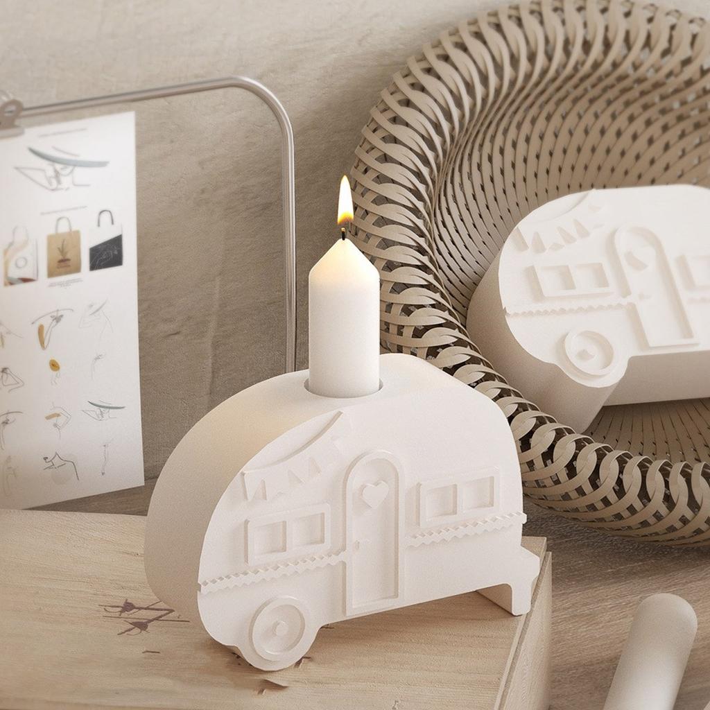 Multipurpose Silicone Candle Holder Mold Accessory for Crystal Epoxy Resin Plaster Bus Decoration Craft Supplies