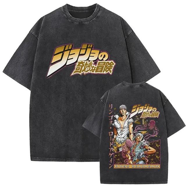 Men'S And Women'S Bizarre Adventure Graphic T-Shirt Cotton Street Wash Clothing Casual Vintage T-Shirt Anime Gu
