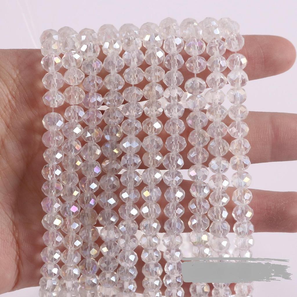 8mm Glas-Schliffperle, flach, Radperle, DIY Schmuckzubehör, Armbandperle, Kristall-Einzelperle