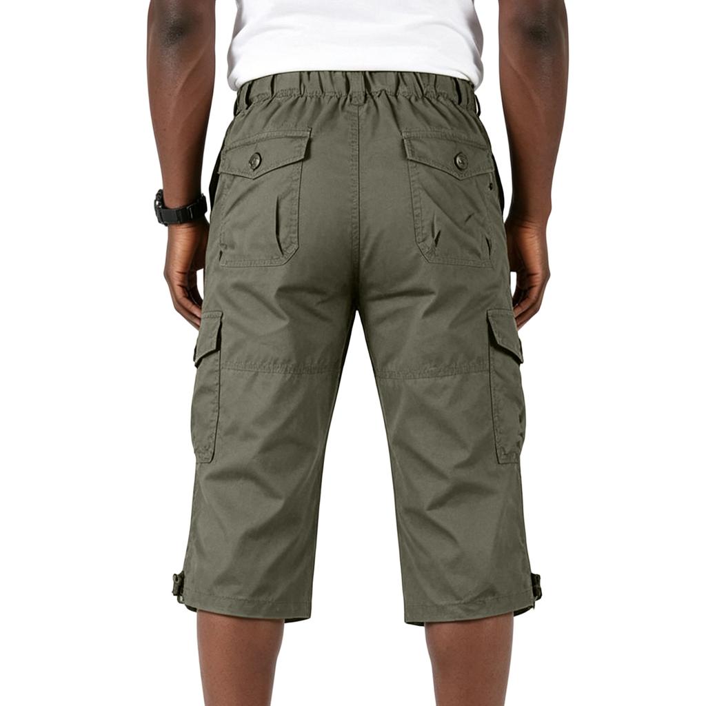 Heren Losse Casual Cargo Shorts Multi Pocket Knie Lengte Werkkleding Utility Shorts met Verstelbaar Trekkoord Zoom