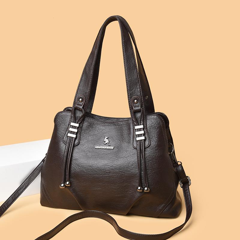 Women's Soft Leather Bag Solid Color Tote Bag Mother Bag Crossbody Bag