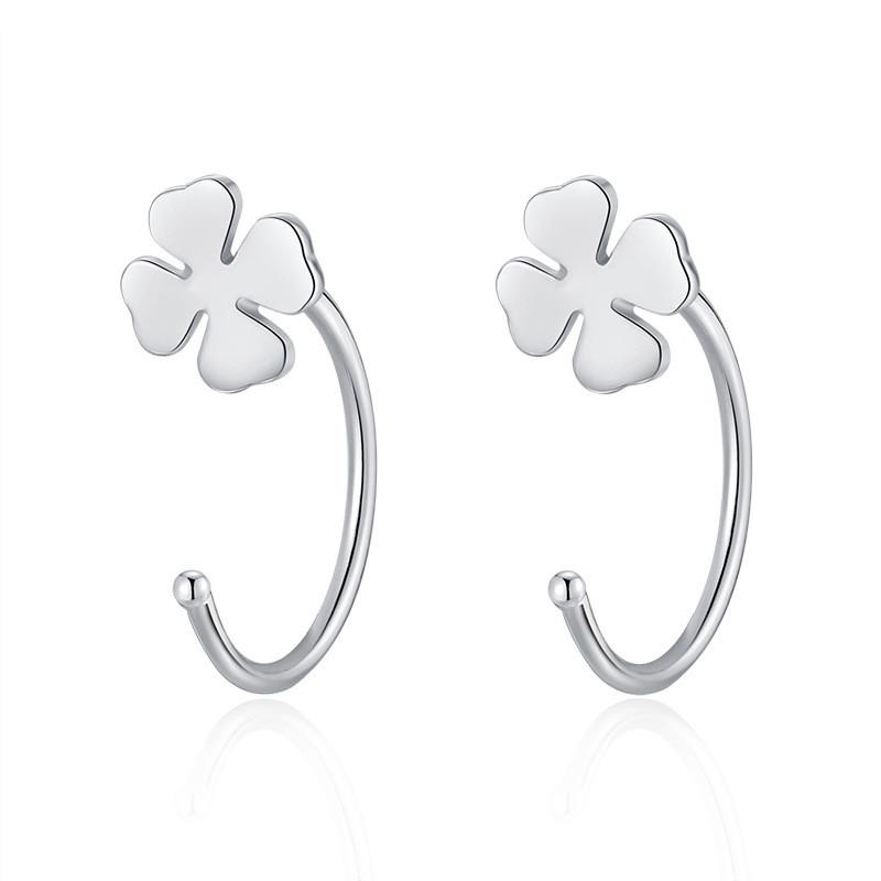 Earrings Silver Women Heart Flower Star Moon Butterfly Shape Decoration Stud