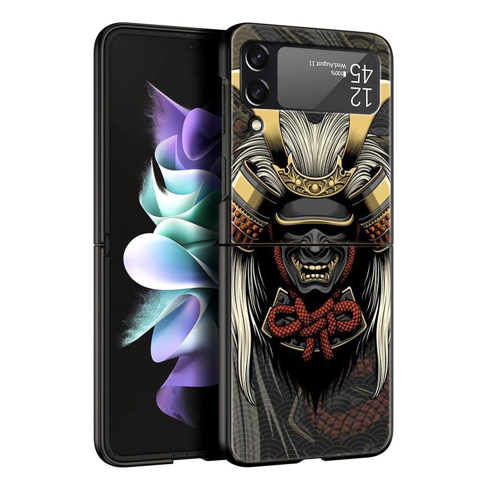 Samurai Hannya Mask Ghost Phone Case For Samsung Galaxy Z Flip3 Flip4 Flip5 Case Shell For Z Flip 3 4 5 6 Hard Folding Cover