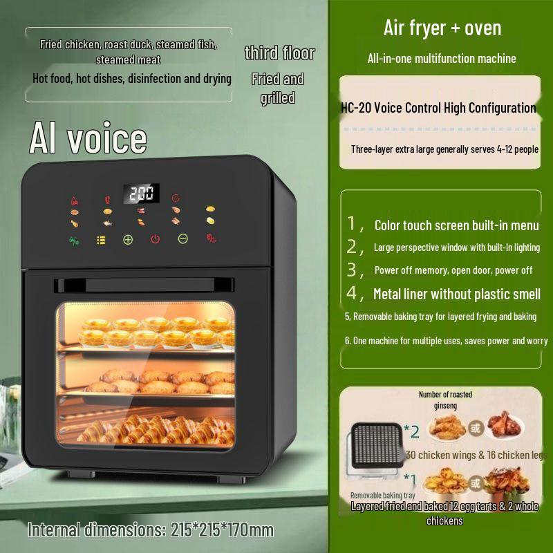 Multifunctional Electric Oven Air Fryer with Visual Window and Large Capacity for Home Baking