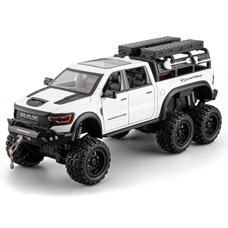 Large Size 1/24 Dodge Mammoth 6X6 Off-road Pickup Truck Children's Toy Car Simulation Alloy Car Model Ornament Boy Gift