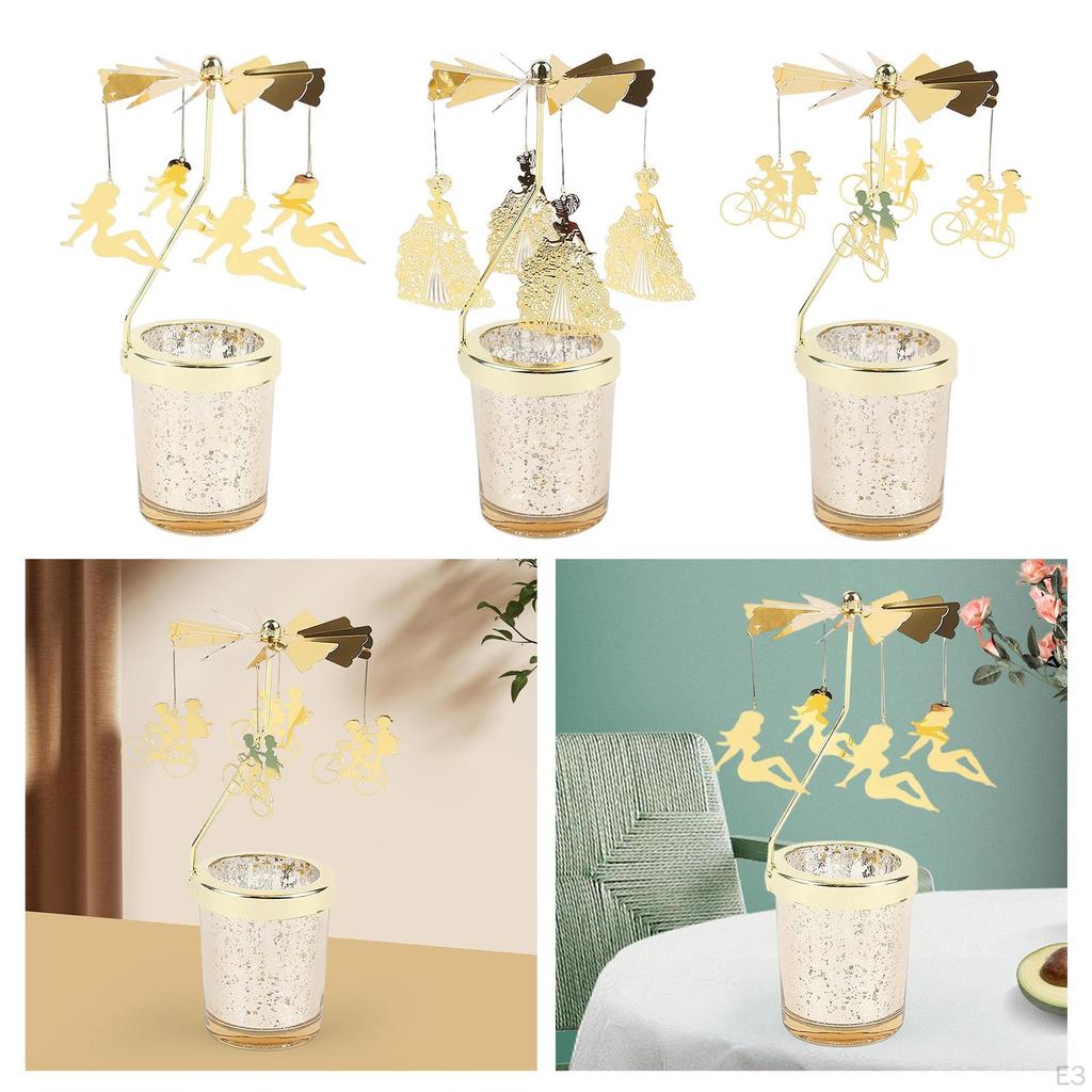 Candle Holder Tea Light Rotating Candlestick Stand for Christmas Dinning Room Centerpieces