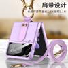 Flip Cover Case With Adjustable Crossbody Strap Galaxy Z Flip4 Shockproof PC Protective Shell