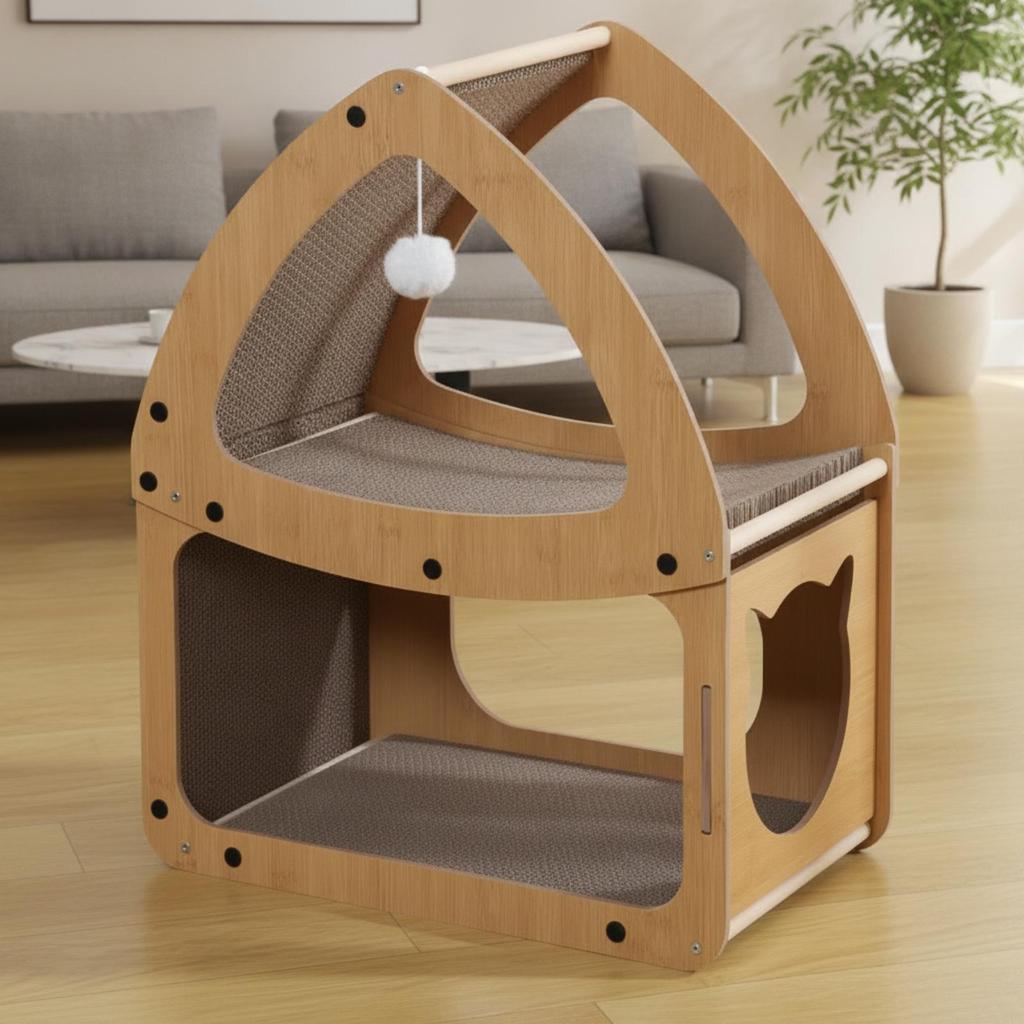 Cat Scratcher House Snug Pet Furniture Comfortable for Living Room, Indoor Cats