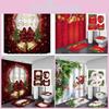 Festive Christmas Shower Curtain And Bathroom Mat Set With Waterproof Material