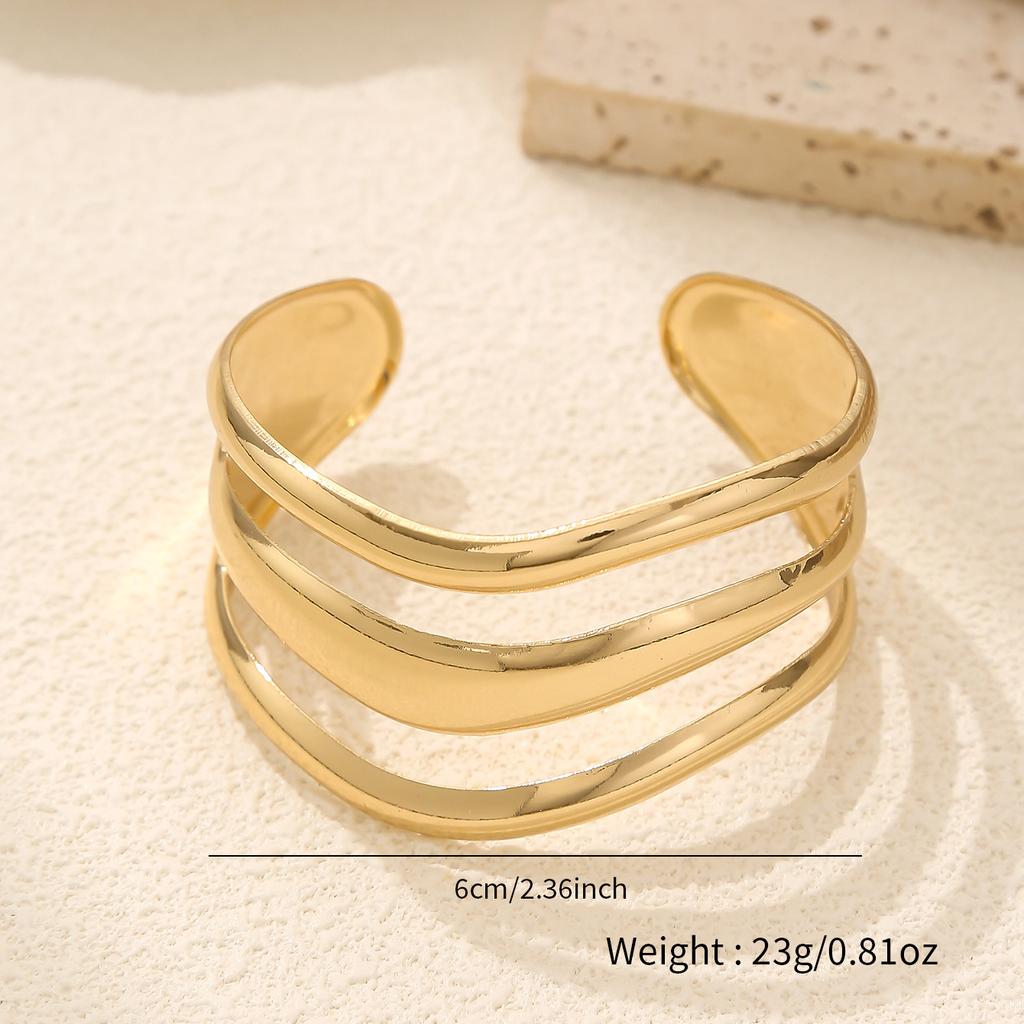 Hot-selling, Hollow Irregular Wave Shape Wide Opening Bracelet, Female Personality Exaggerated Style Bracelet