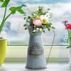 Vintage Style Metal Flower Vase Galvanized Finish Rustic Flower Jug Vase for Indoor and Outdoor Decor