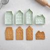4 Piece 3D Embossed Christmas Gingerbread House Cookie Cutter Spring Press Design Cartoon Fondant Molds Green Plastic