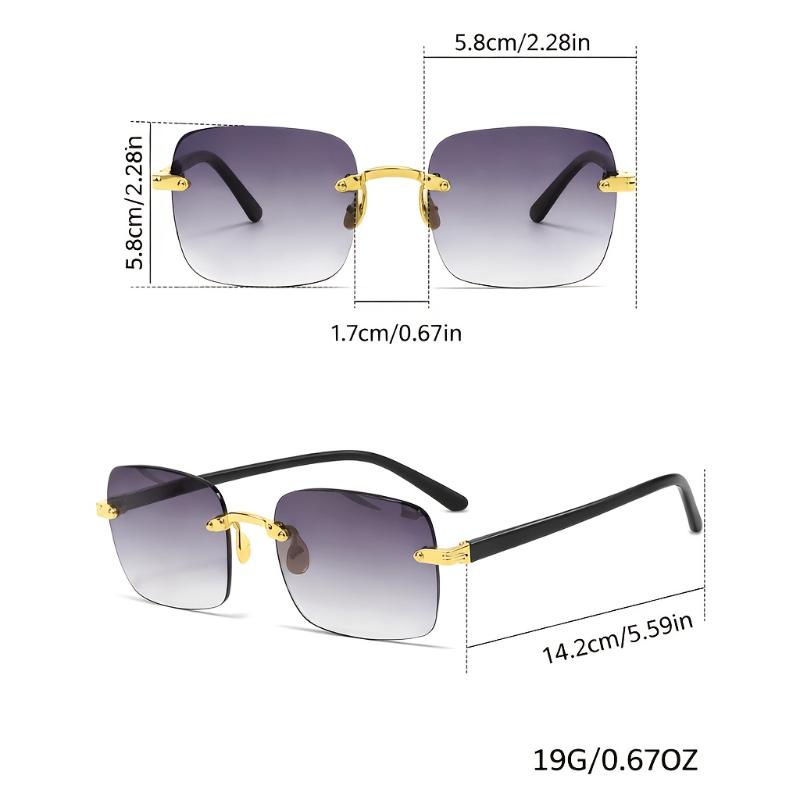 Square Rimless Sunglasses Women Luxury Brand Designer Summer Glasses Fashion Sun Glasses for Men