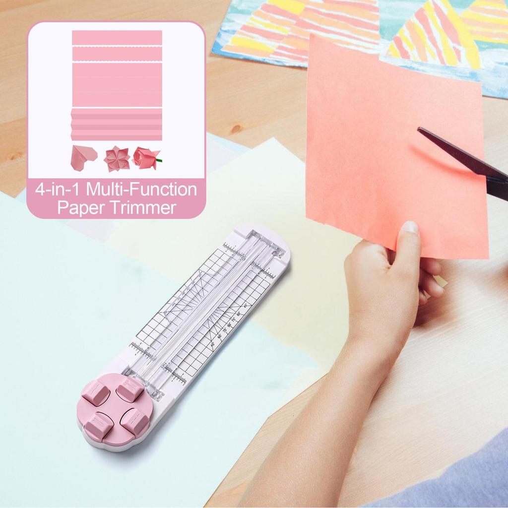 Portable Paper Trimmer 4-in-1 Craft Paper Cutter Multi-Function Scrapbooking Tool For Cutting Paper Photos Scrapbook Postcard