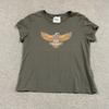 T-shirt da Donna con Grafica di Cuore di Carta, Wild at Heart e Aquila, Taglia 8, Verde Oliva, Biker, Edgy