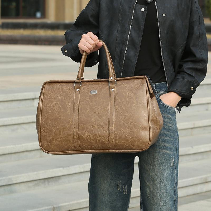 Large-capacity Travel Bag Dry and Wet Separation PU Texture Solid Color Simple and Versatile Men's and Women's Sports Fitness Bag Travel