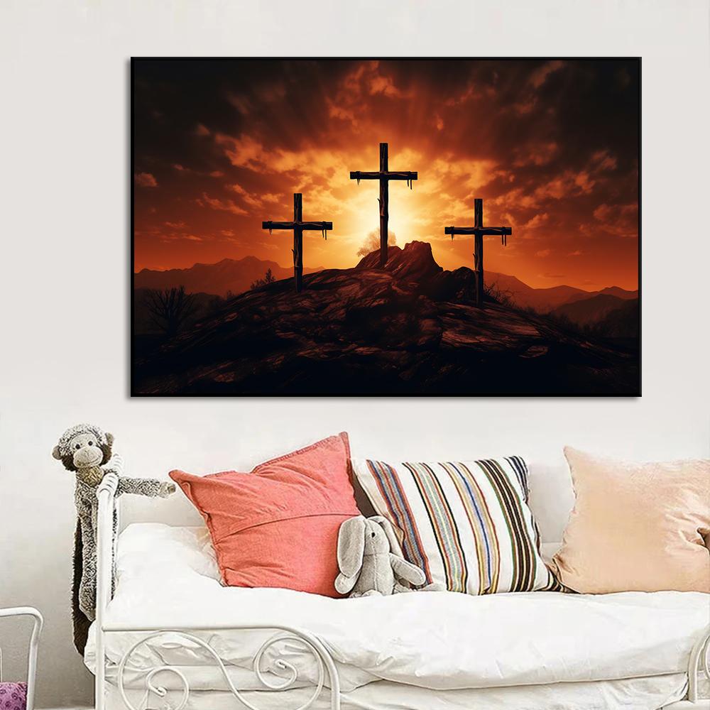Calvary Hristiyan Haç Resim Din Duvar Sanatı Tuval Poster Paskalya İsa Mesih Resim Baskıları Oturma Odası Ev Dekorasyonu İçin