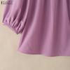 ZANZEA Women Casual Round Neck Loose Half Sleeve Blouse