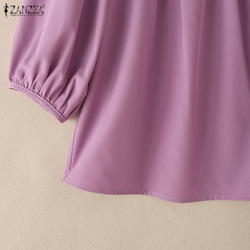 ZANZEA Women Casual Round Neck Loose Half Sleeve Blouse