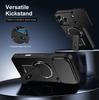 Magnetic Stand Phone Case for Apple 13, 14, 15 Pro, 17 Pro Max with Push-Window and Full Lens Coverage