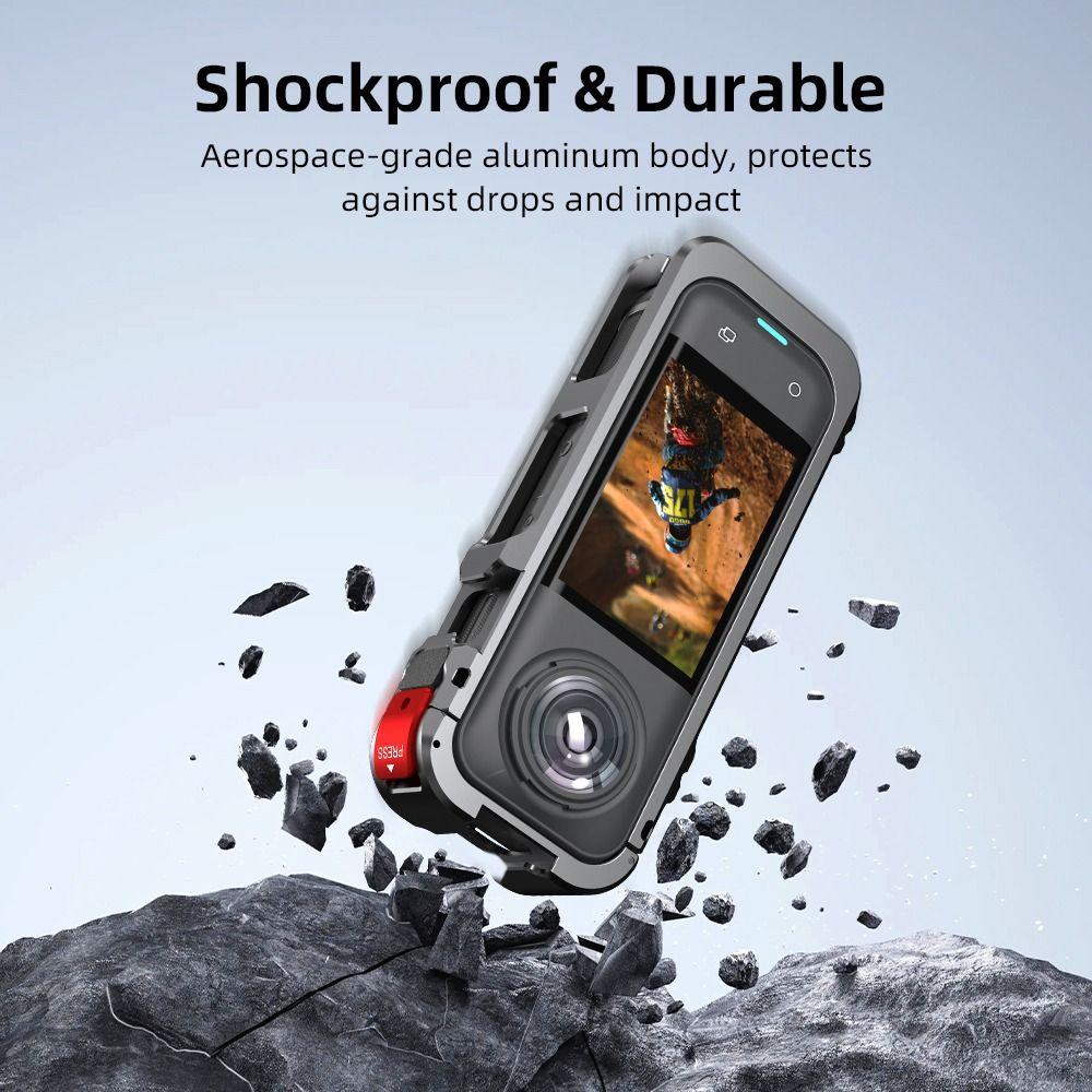 with Lens Cover Metal Frame Aluminum Alloy Camera Cage for Insta360 X5 Action Camera Accessories