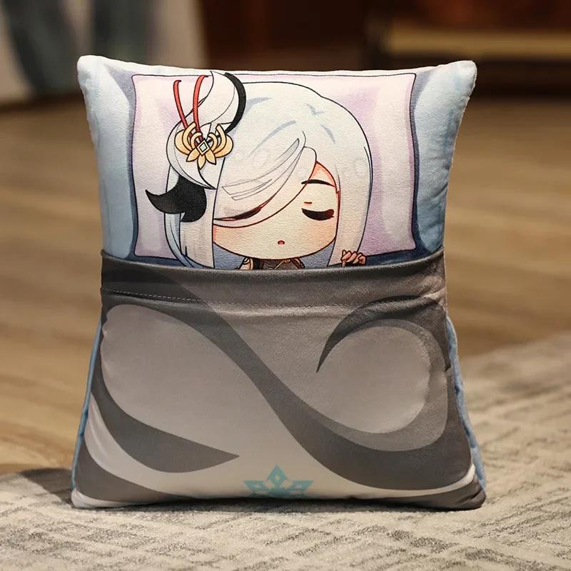 36x27cm Genshin Impact Plush Toy Kawaii throw pillow plush Tiwat Zoo Yae Miko Tartaglia Thoma Ganyu Diluc Plush Pillow Cartoon