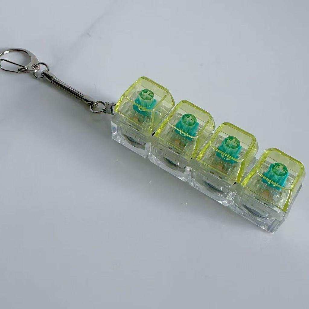 Creative Press Mechanical Keyboard With Lamp Decompression Artifact Personalized Keychain Vent Toy Transparent Schoolbag Buckle