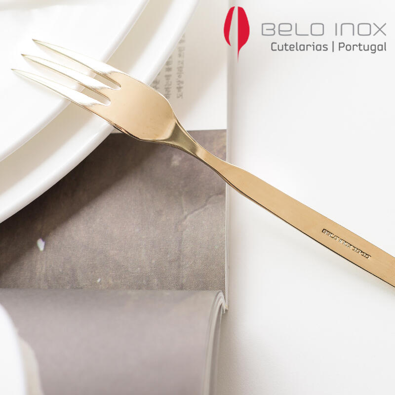 [belo inox] Platinum Champagne Steak Fork Glossy