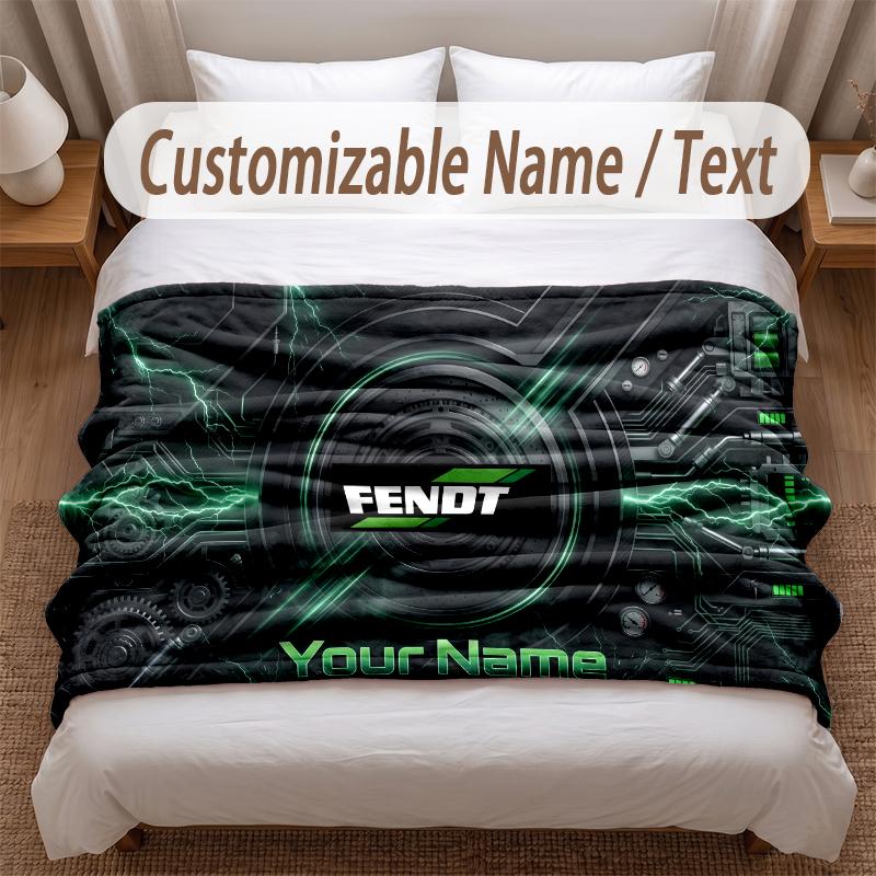 Fendt Printed Flannel Blanket Custom Name Text Soft Warm Throw For Bedroom Holiday Gift