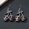 1 Pair Gothic Punk Style Cherry Skull Dangle Earrings, Skeleton Ghost Earrings Suitable for Women To Wear on Halloween