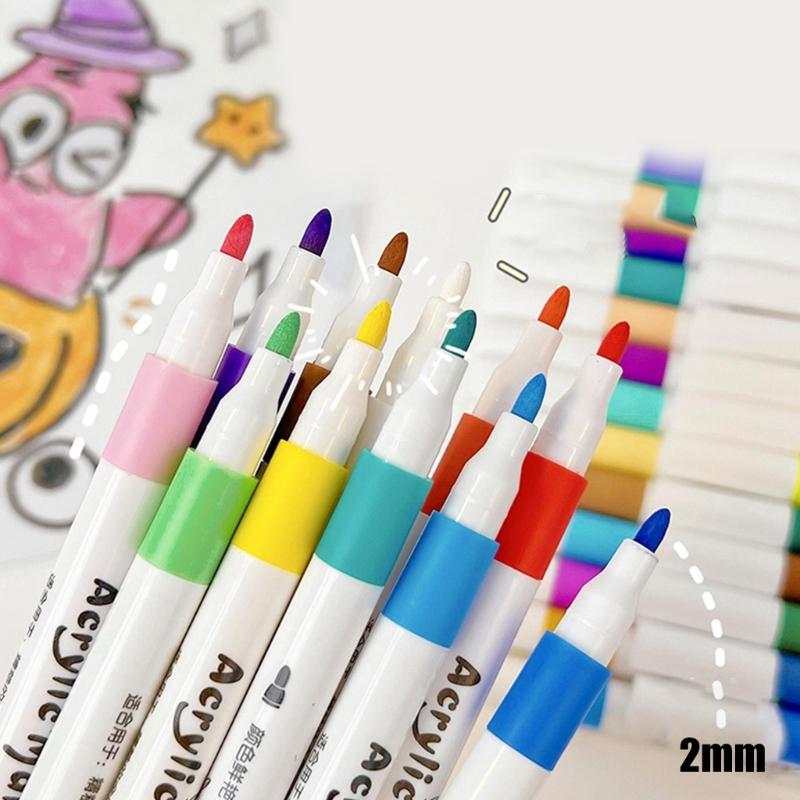 Acrylmarker 12/24/36 Farben Acrylfarbstift Leuchtende Farben, Schnelltrocknend zum Malen auf Papier Holz Stein Glas Stoff
