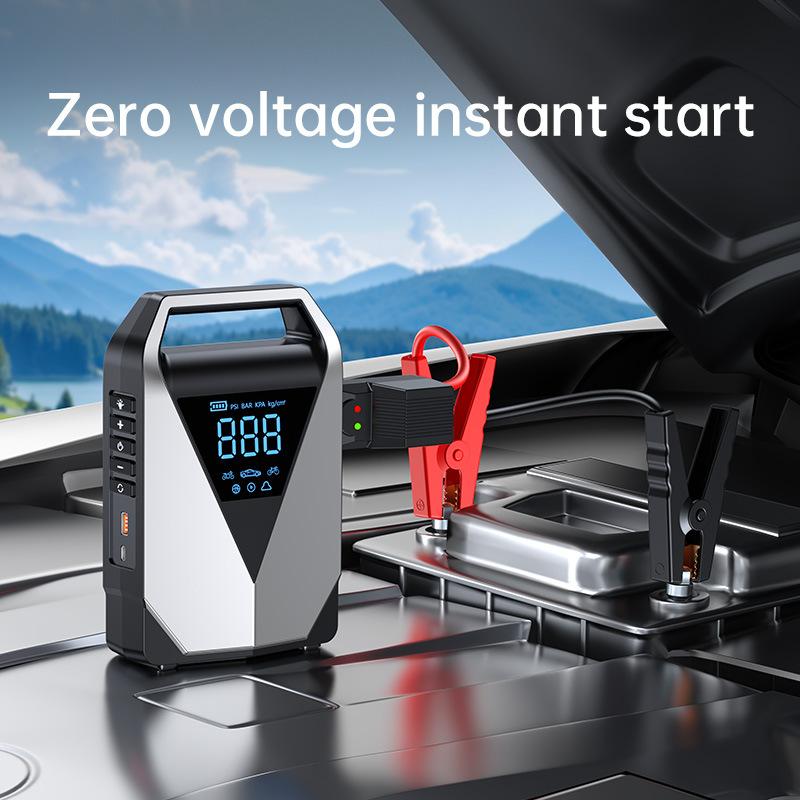 12000mAh High Capacity Multi-Function Car Jump Starter & Air Compressor, Emergency Battery Booster for Gas&Diesel Cars