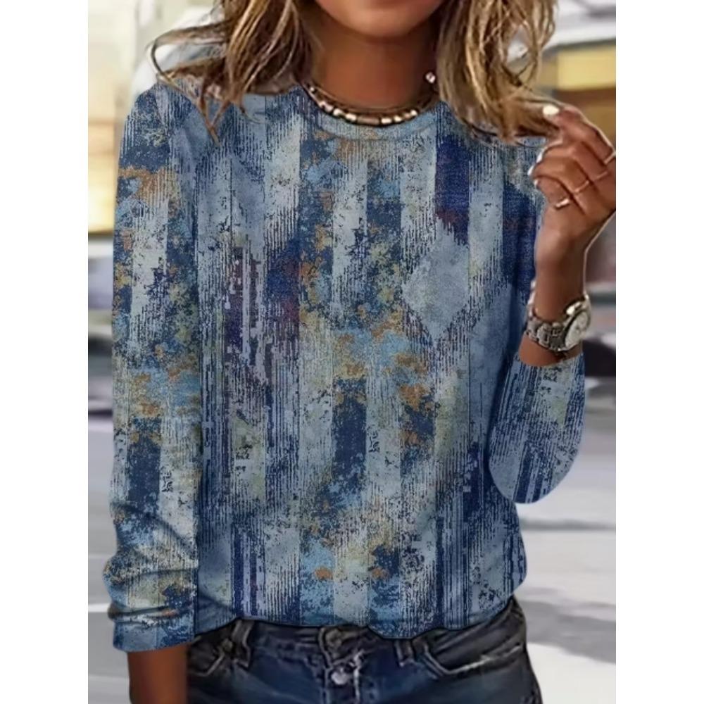 European and American Fashion Women's Casual Round Neck T-shirt Top