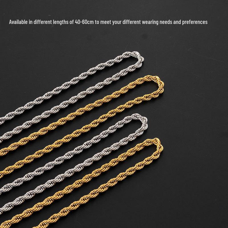 Stainless Steel Twist Chain Necklace - Light Luxury Titanium Steel Jewelry Accessory