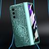 Für Samsung Galaxy Z Fold2 5G Mechanische Legenden Serie Scharnierschutz Handyhülle Hartes PC Galvanik Cover mit gehärteter Glasfolie