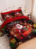 3pcs Christmas Bedding Set:Soft & Comfortable Made Of 100% Polyester Fabric Santa Claus & Sled Pattern Suitable For Bedroom