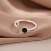 Nuevas Joyas de Plata de Ley 925 Anillos Abiertos Geométricos Populares de Personalidad Simple Oscura Redonda de Epoxi R320