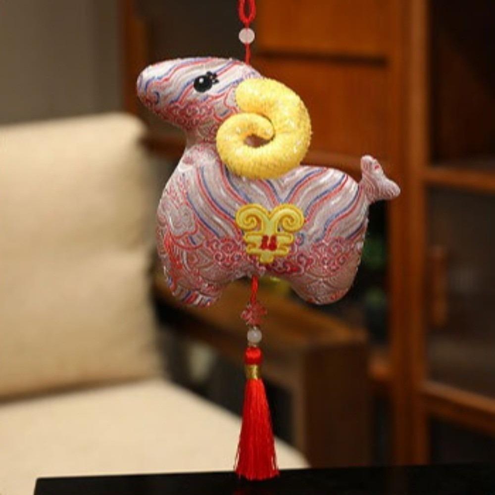 PP Cotton Zodiac Sheep Doll Chinese Style Fabric Pendant Portable Lamb Doll Party Souvenir