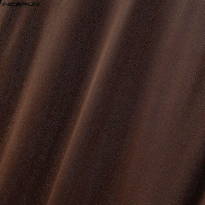 INCERUN Herren Langarm Patchwork Glitzer Lässig Locker Unterhemden Tops T-Shirts