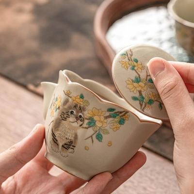 Ceramic Ru Kiln Gaiwan Exquisite Chinese Style Cover Bowl Tea Items Smooth Traditional Hand Grasping Tea Maker Tea Ceremony