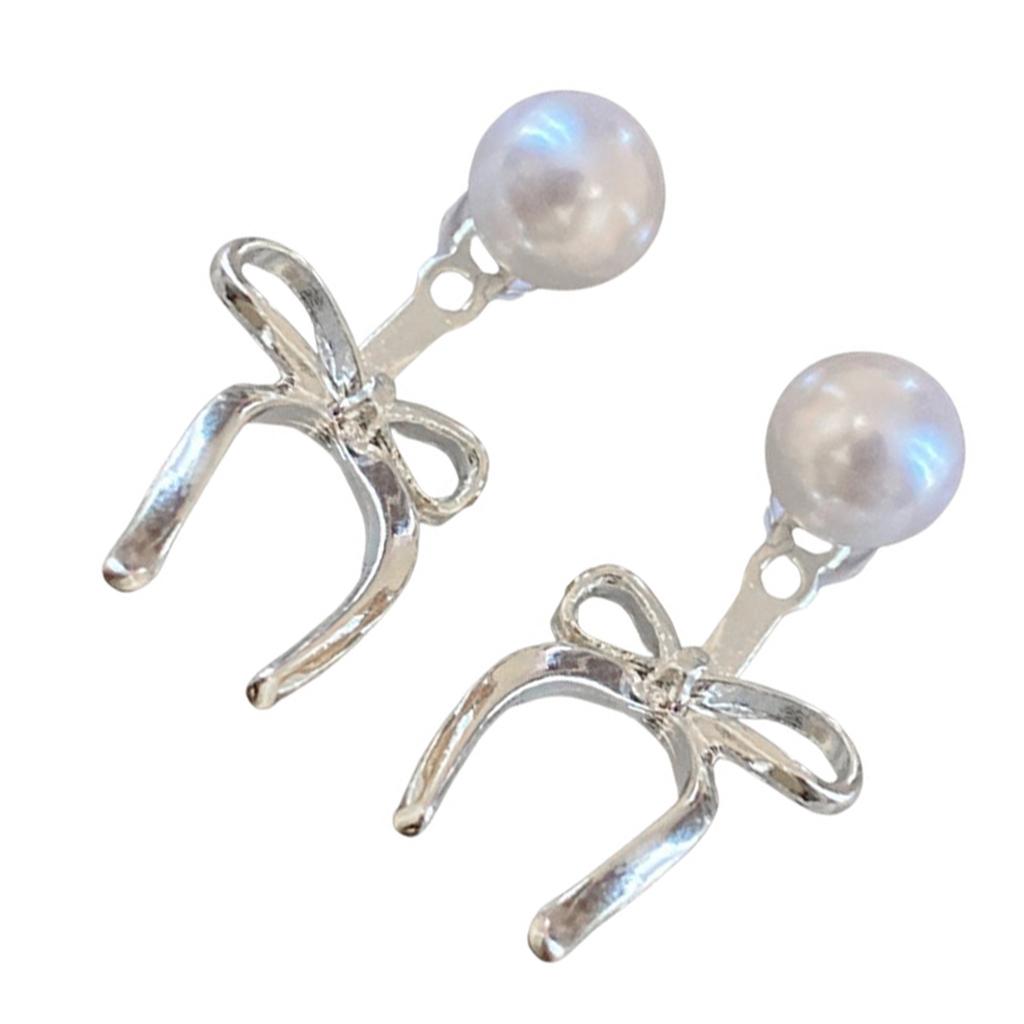 Elegant Pearl Bow Pendant Earrings 2024 Ear Jewelry for Women Exquisite Drop Earrings Ear Studs Ornament Jewelry Gift