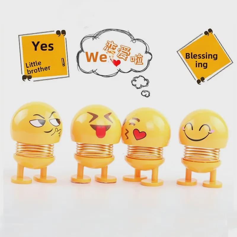 Kreative und niedliche Frühlings-Wackelköpfe Autoornamente - Cartoon-Ausdrücke für die Innendekoration